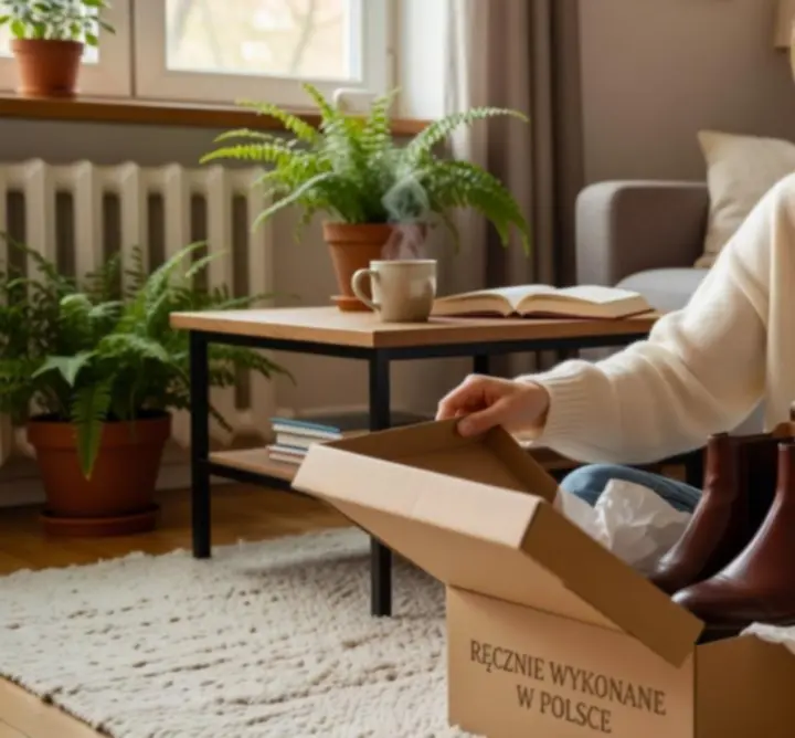 Zadowolony klient otwierający paczkę z butami z TRYHARDGG SOLUTIONS LIMITED