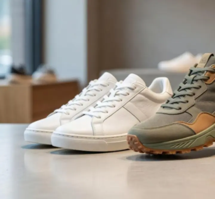 Prezentacja bestsellerowych sneakersów na półkach i na stopach modeli