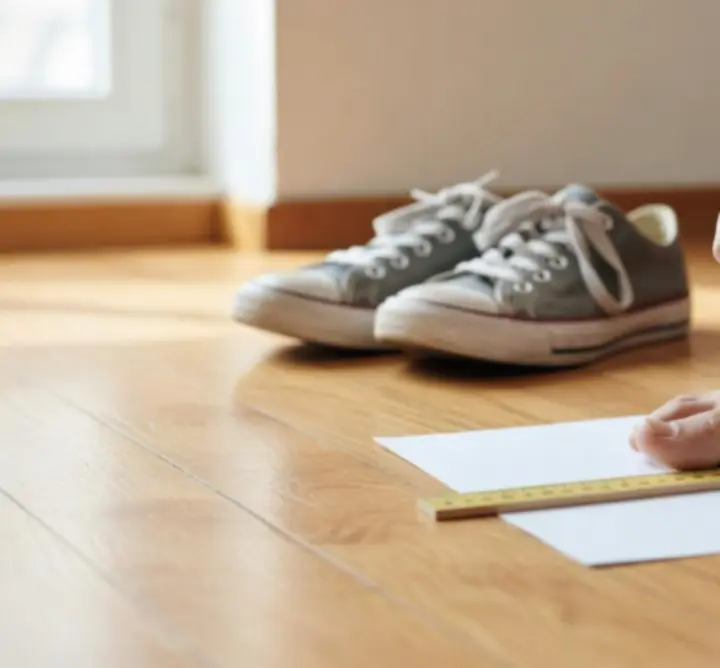 Instrukcja mierzenia stopy w domu z użyciem kartki i miarki