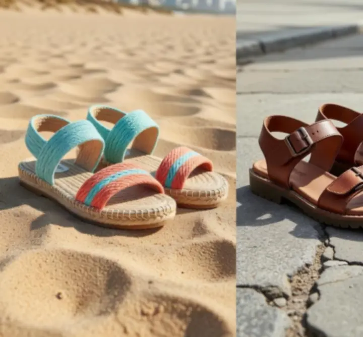 Zestawienie sandałów dobranych do różnych okazji: plaża, miasto i wyjścia formalne